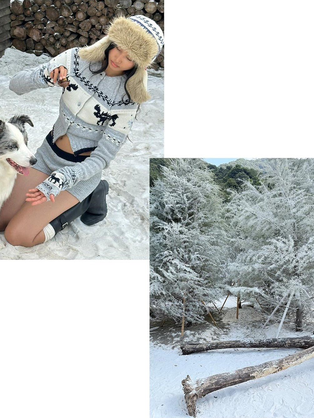 SweetChilling Nordic Reindeer Jacquard Fuzzy Earflap Round Top Women&
