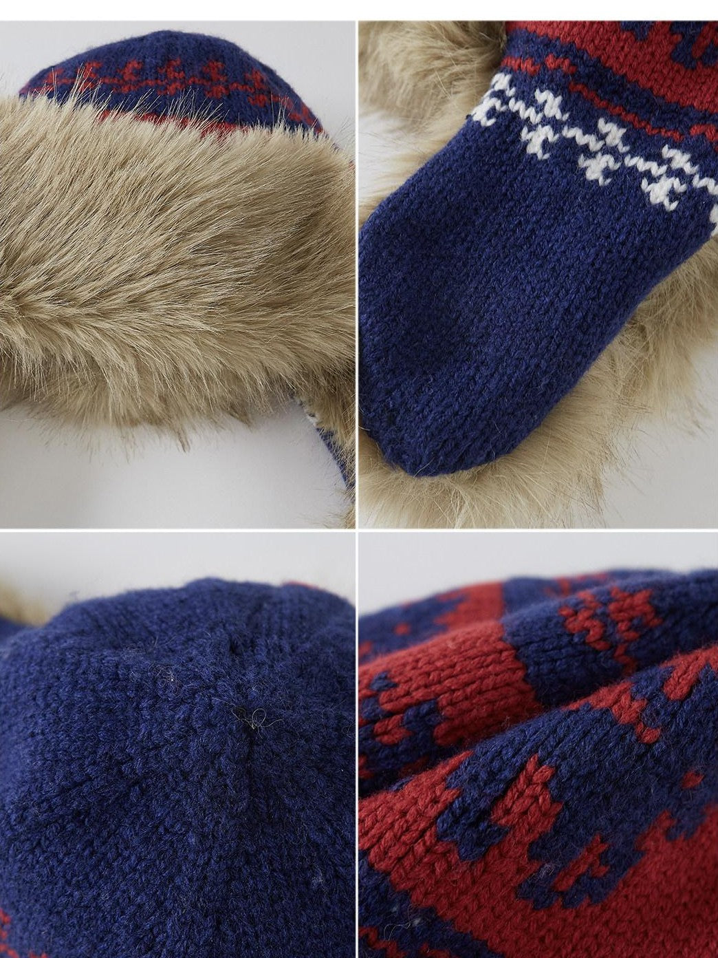 SweetChilling Nordic Reindeer Jacquard Fuzzy Earflap Round Top Women&