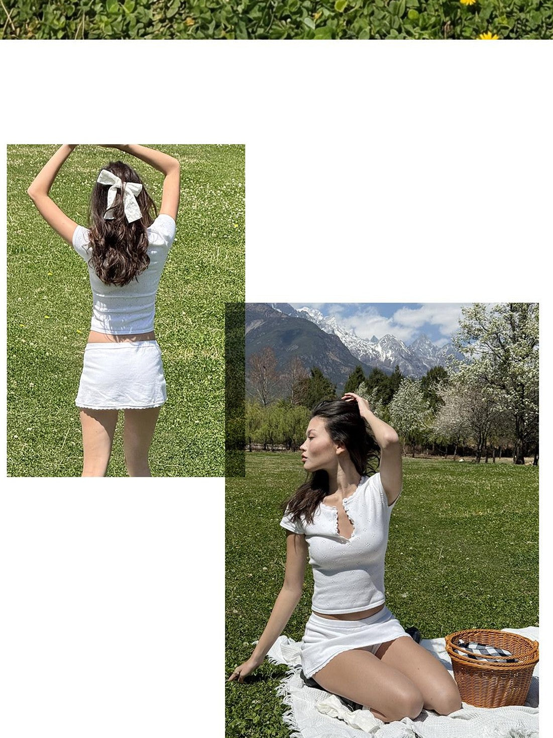 SweetChilling Openwork Knit Henley Short Sleeve Cinch Waist Women&
