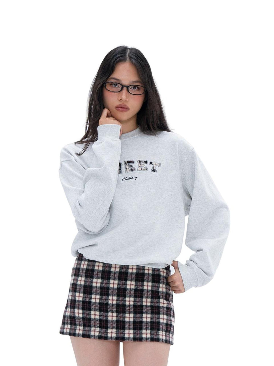 SweetChilling Plaid A Line Mid Waist Polyester Women&