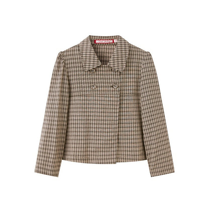 SweetChilling Plaid Double Breasted Lapel Women&