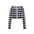 SweetChilling Plaid Knit Long Sleeve Cardigan A Line Women&