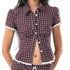 SweetChilling Plaid Lace Trim Cinched Waist Women&