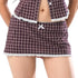 SweetChilling Plaid Lace Trim Cinched Waist Women&