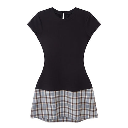 SweetChilling_Plaid_T_Shirt_Waist_Cinched_Slim_Fit_Short_Sleeve_Women&