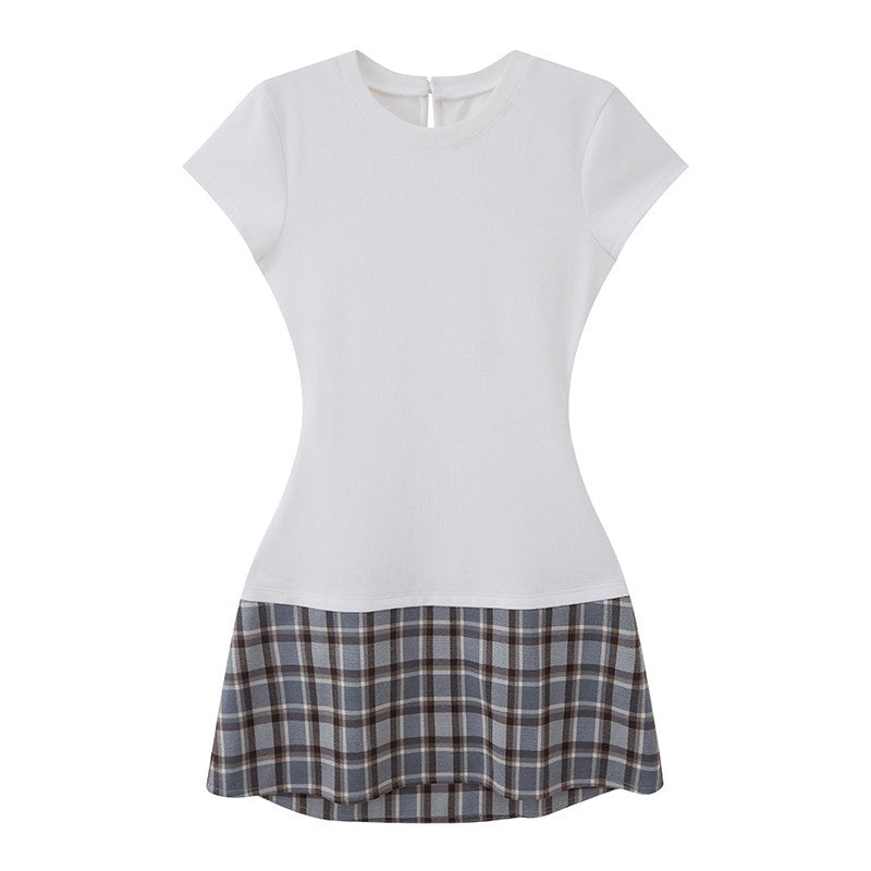 SweetChilling_Plaid_T_Shirt_Waist_Cinched_Slim_Fit_Short_Sleeve_Women&