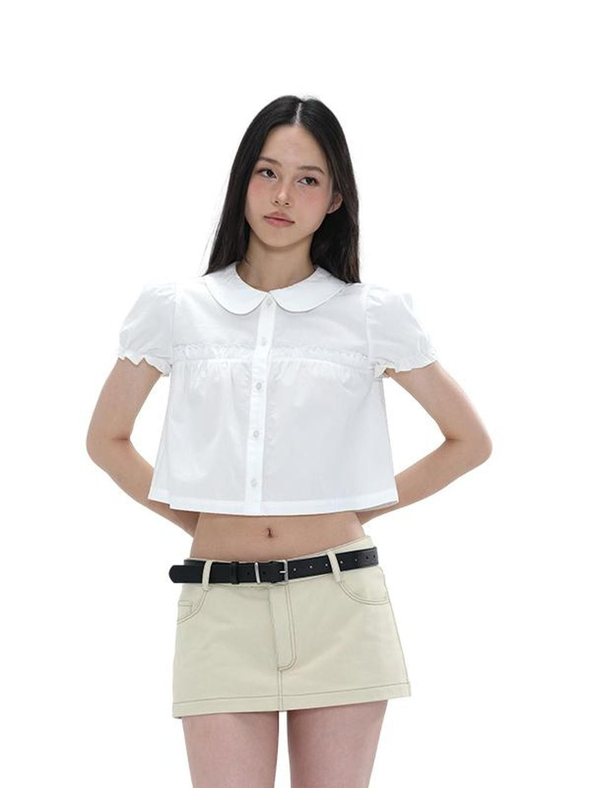 SweetChilling Pleated Adjustable Waist Cotton Women&