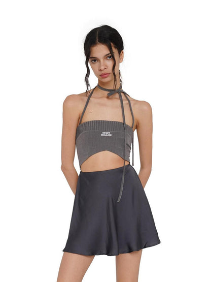 SweetChilling Pleated Contrast Fabric Women&