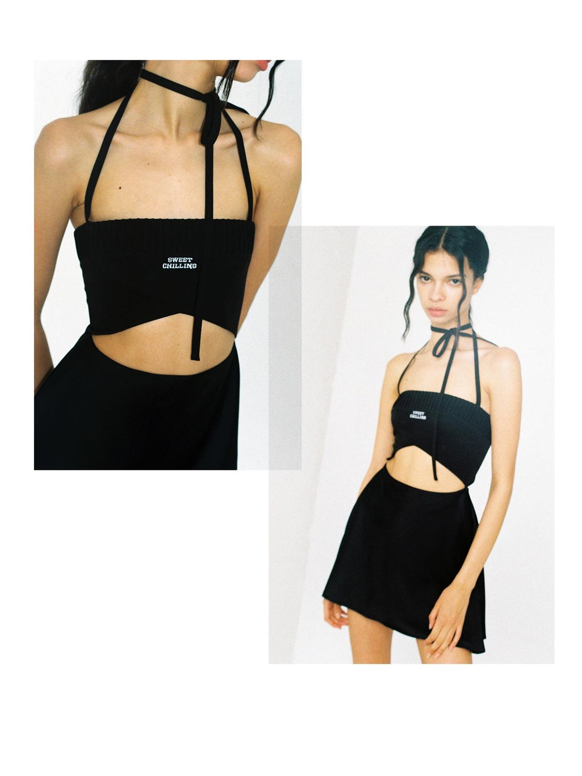 SweetChilling Pleated Contrast Fabric Women&