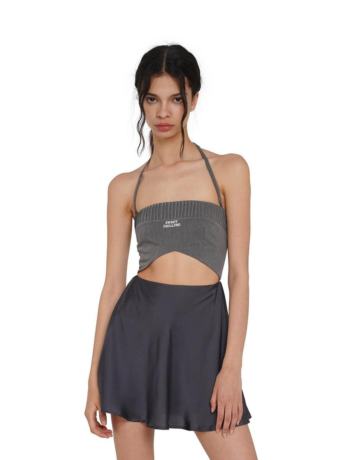 SweetChilling Pleated Contrast Fabric Women&