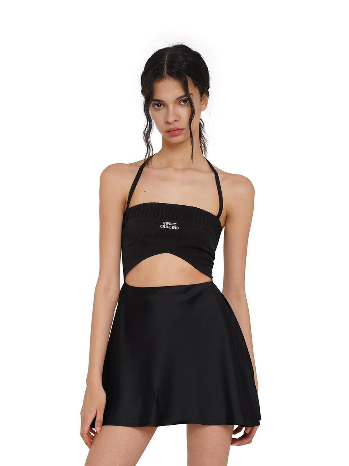 SweetChilling Pleated Contrast Fabric Women&