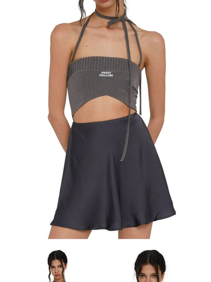 SweetChilling Pleated Contrast Fabric Women&