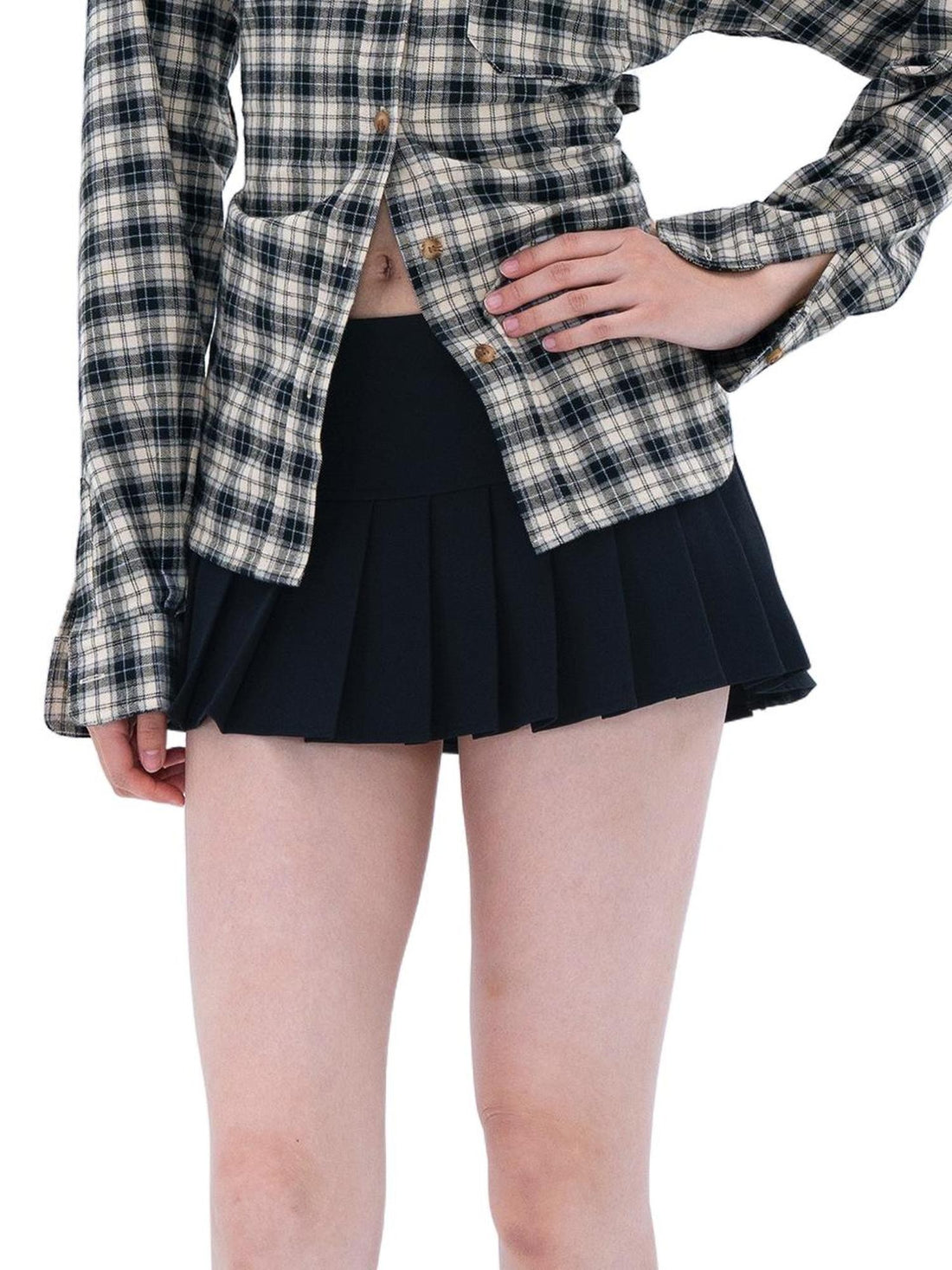 SweetChilling Pleated Low Waist Slim Fit Polyester Women&