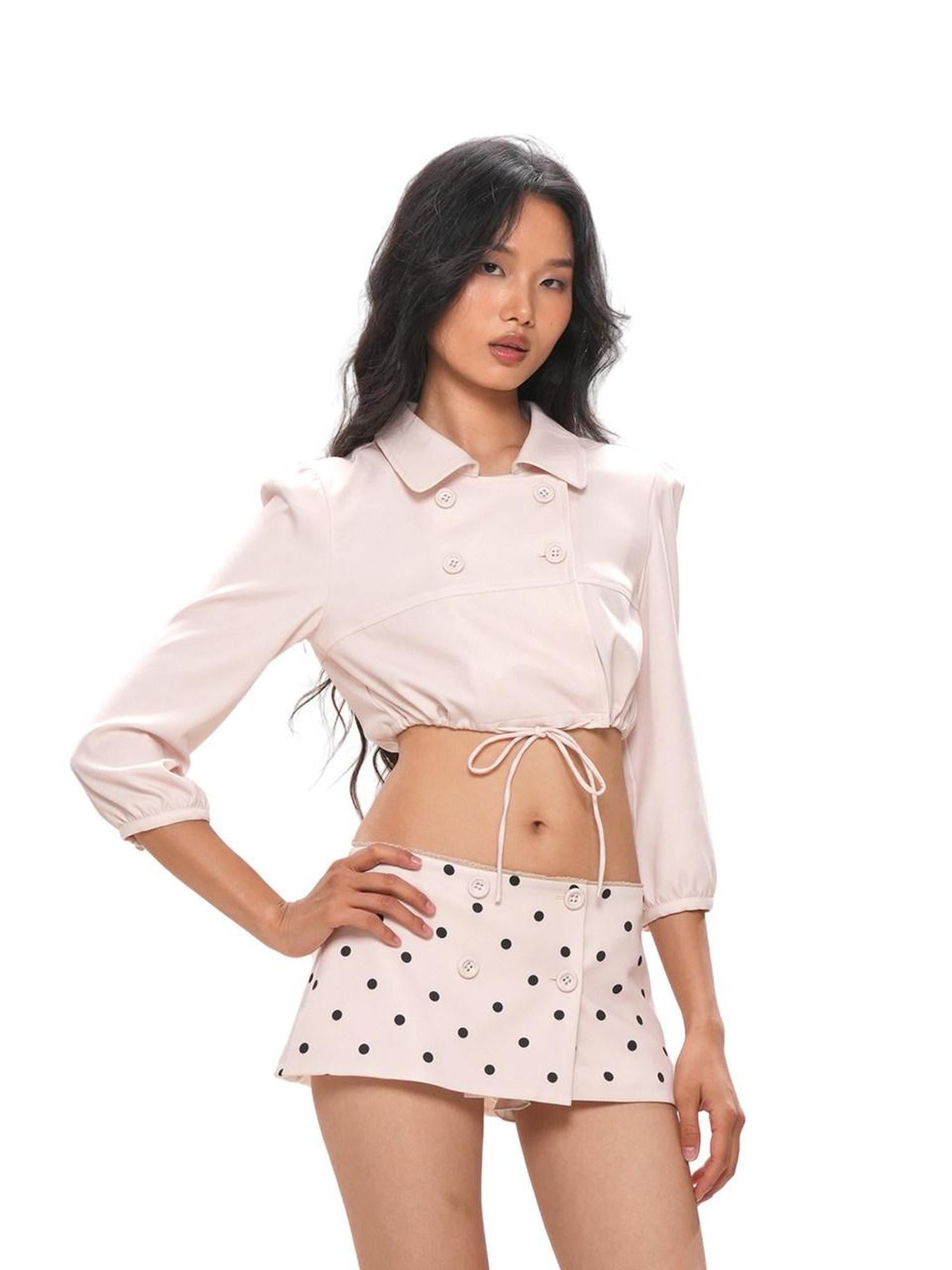 SweetChilling Polka Dot Double Breasted Bustier Women&