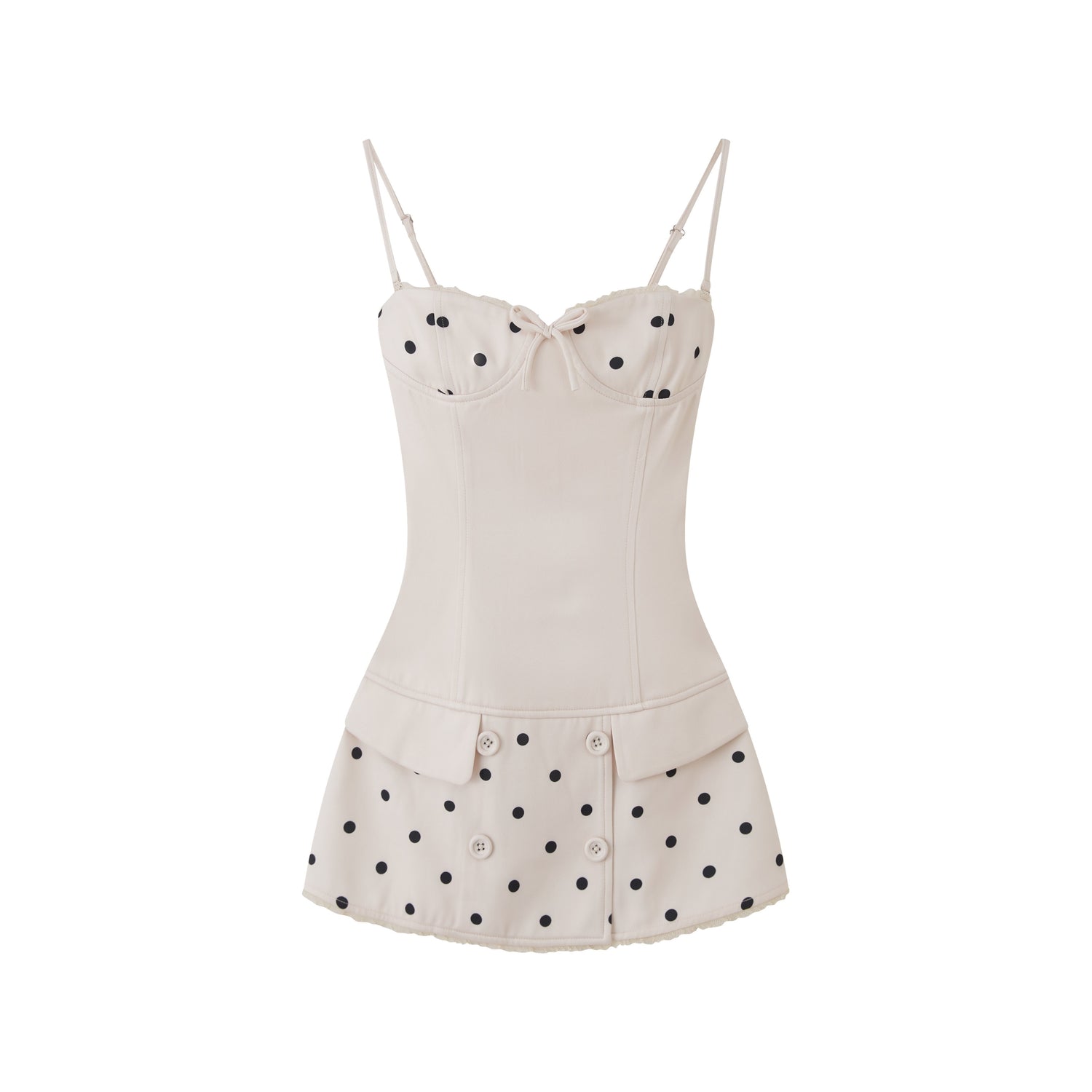SweetChilling Polka Dot Spaghetti Strap Cinched Waist Women&