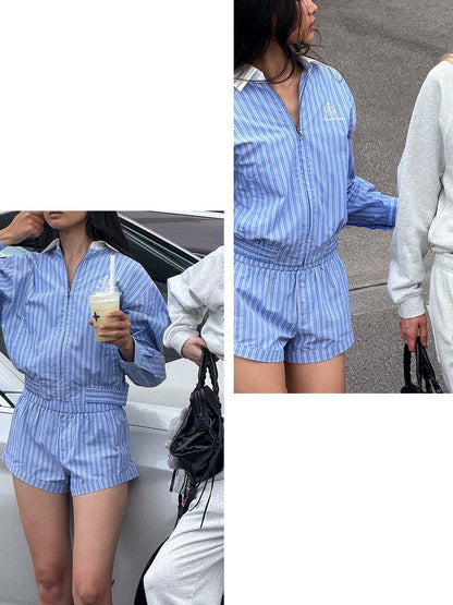 SweetChilling Preppy Striped Shirt Jacket Cardigan Women&
