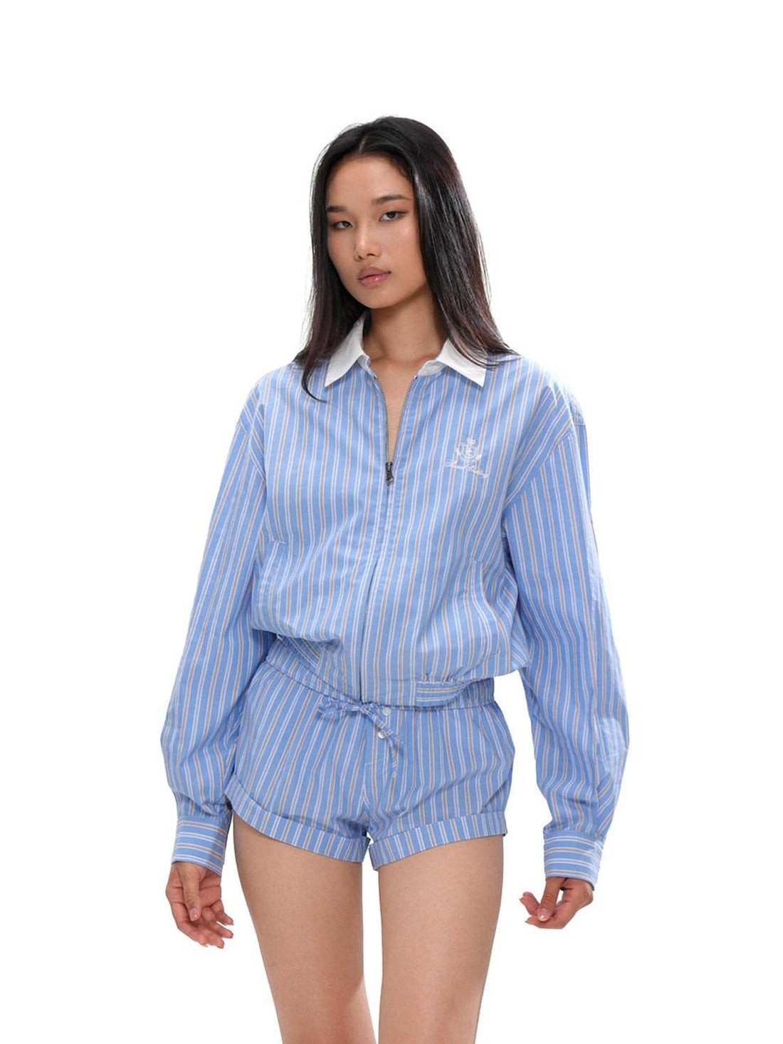 SweetChilling Preppy Striped Shirt Jacket Cardigan Women&
