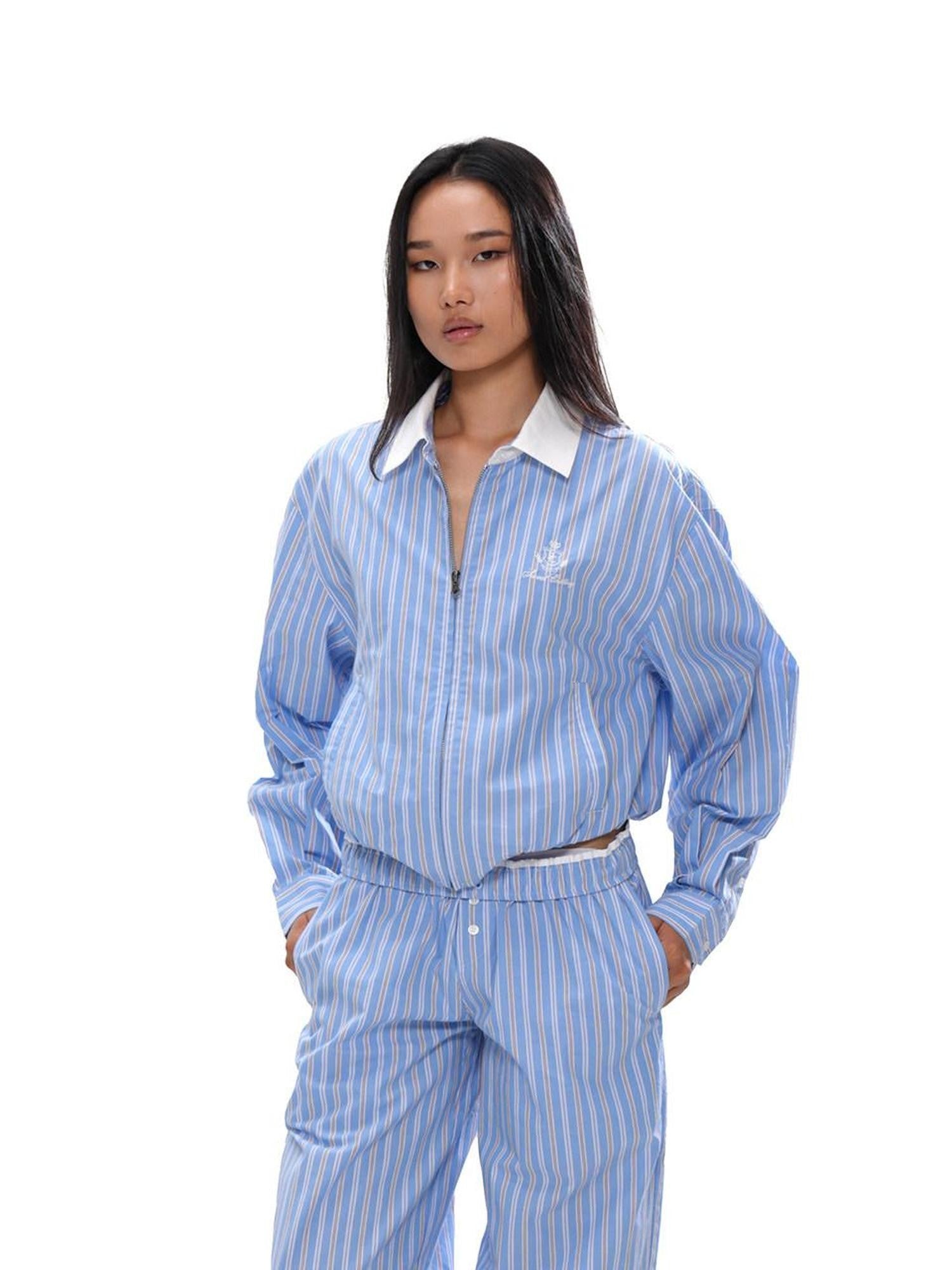 SweetChilling Preppy Striped Shirt Jacket Cardigan Women&