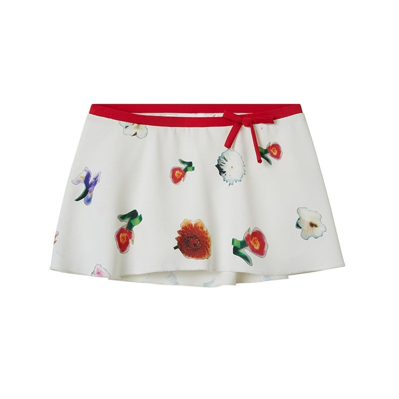 SweetChilling Printed Pleated Flared Low Waist Vintage Women&