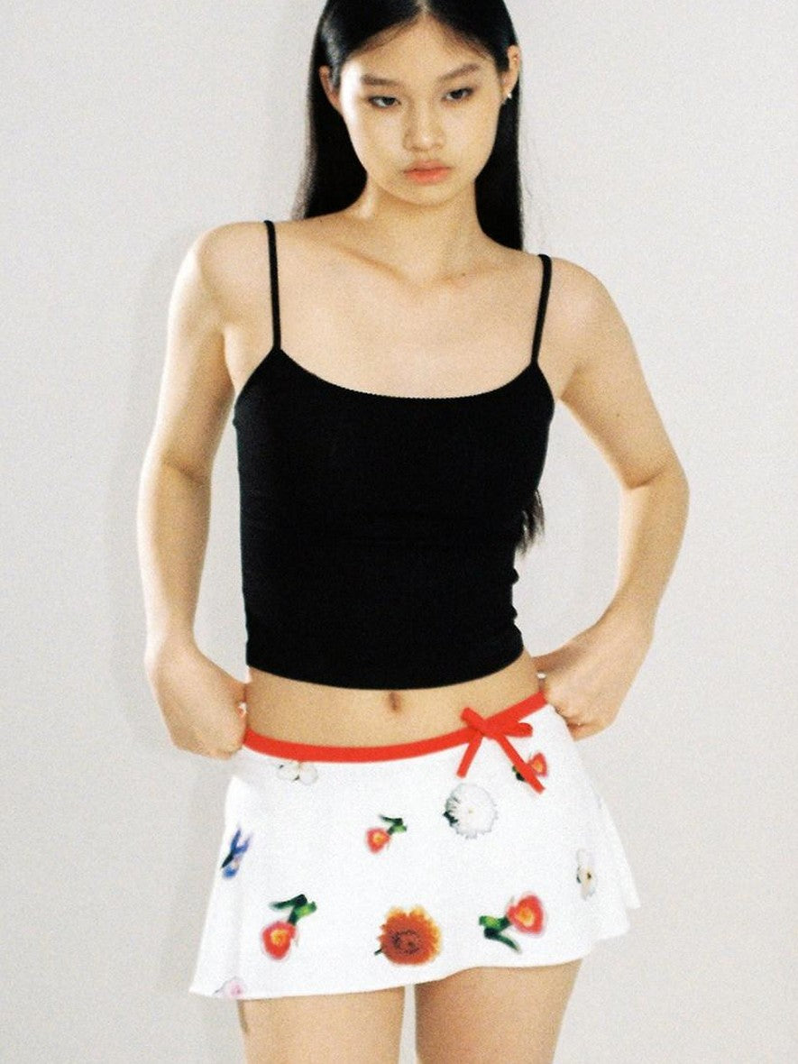 SweetChilling Printed Pleated Flared Low Waist Vintage Women&