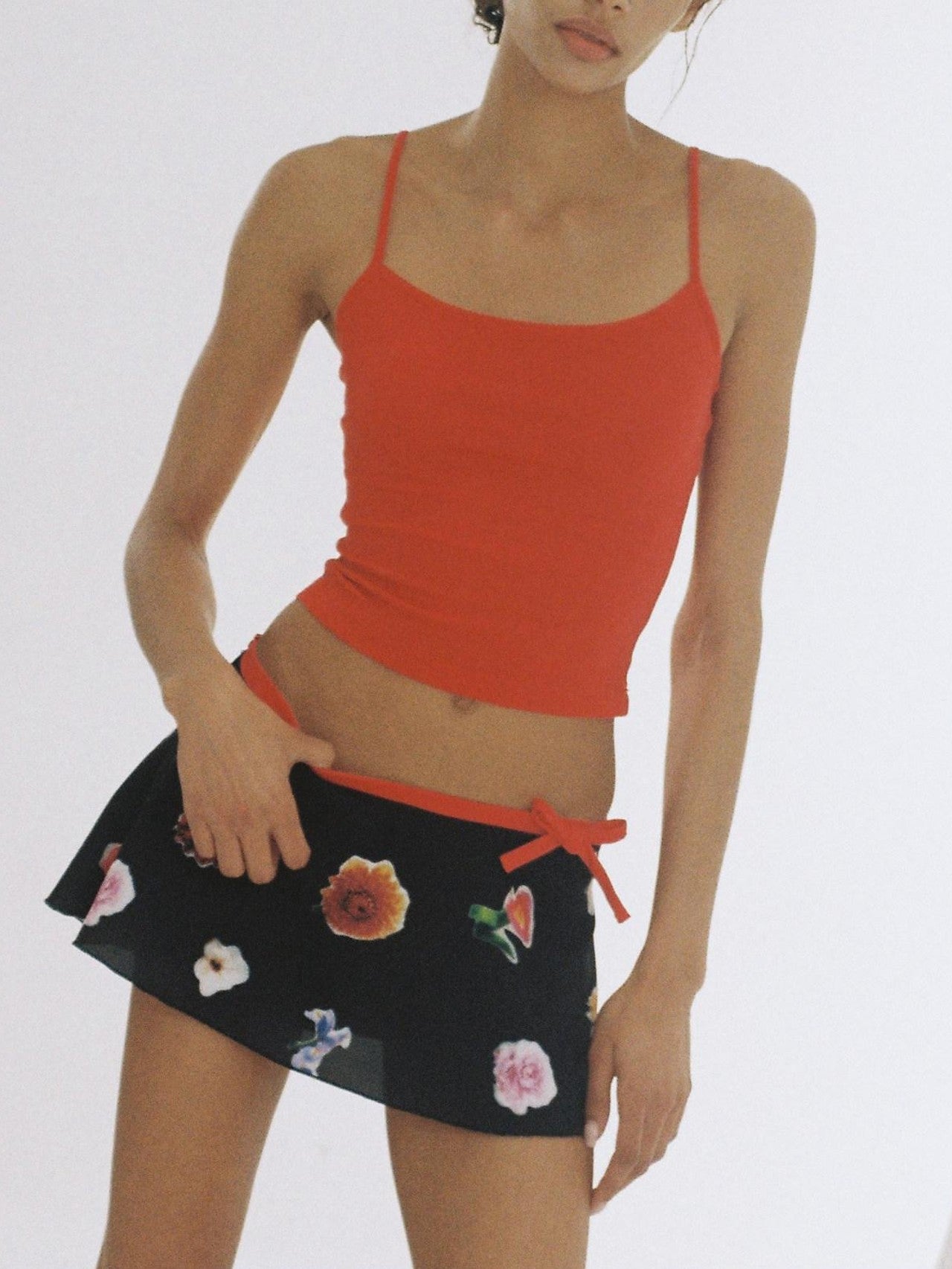SweetChilling Printed Pleated Flared Low Waist Vintage Women&