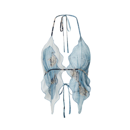 SweetChilling_Printed_Scarf_Tie_Petal_V-neck_Slim_Women&
