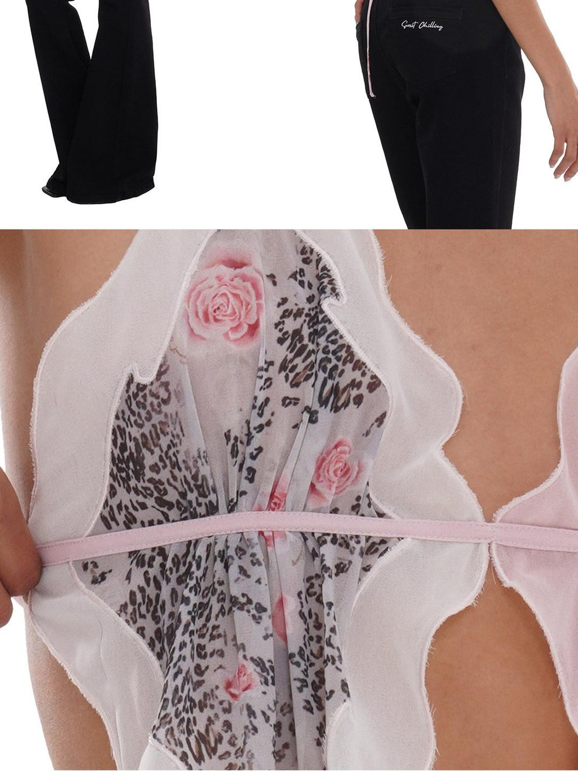 SweetChilling Printed Scarf Tie Petal V-neck Slim Women&