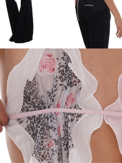 SweetChilling Printed Scarf Tie Petal V-neck Slim Women&