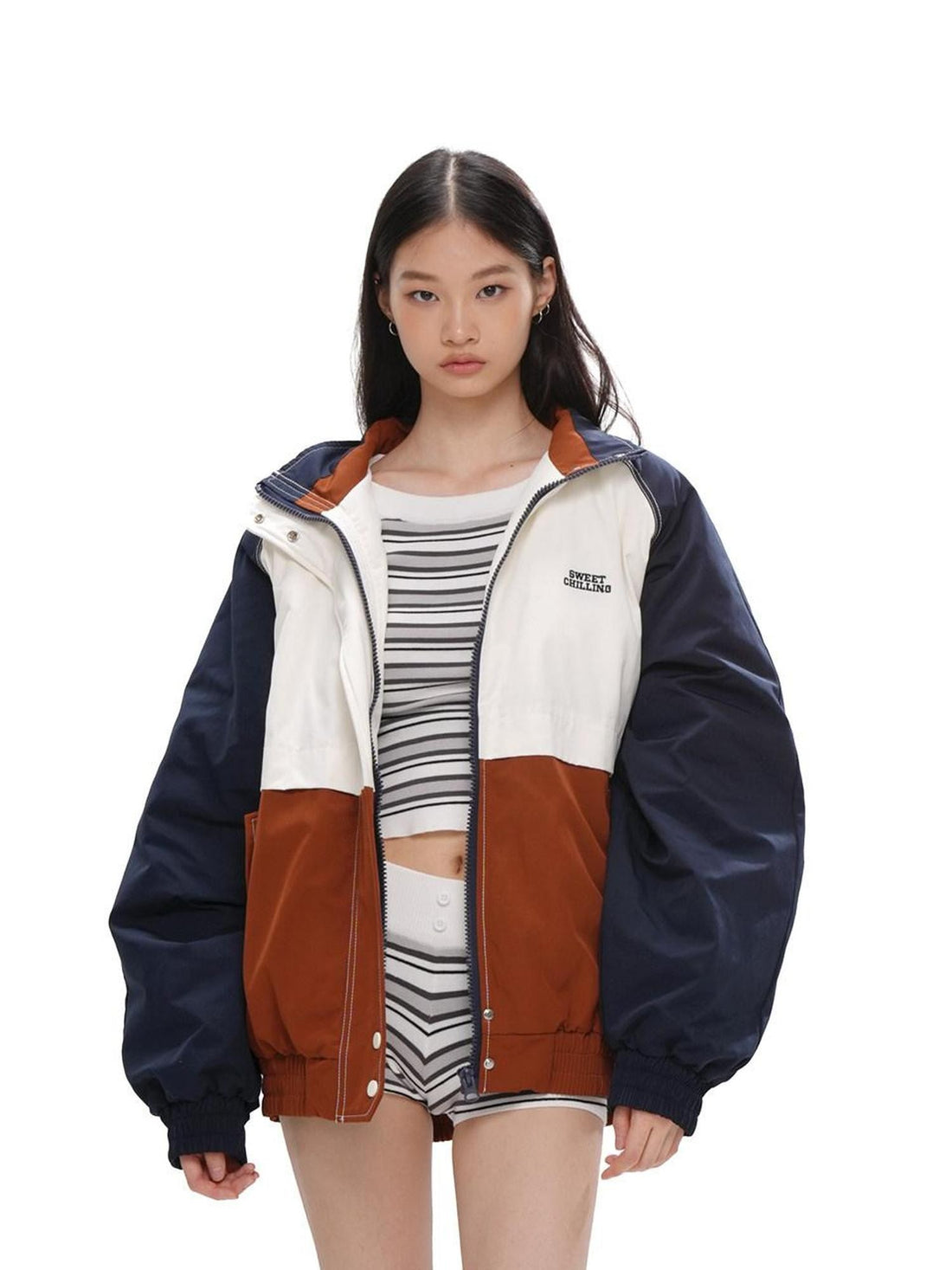 SweetChilling Quilted Sporty Street Zip Front Women&