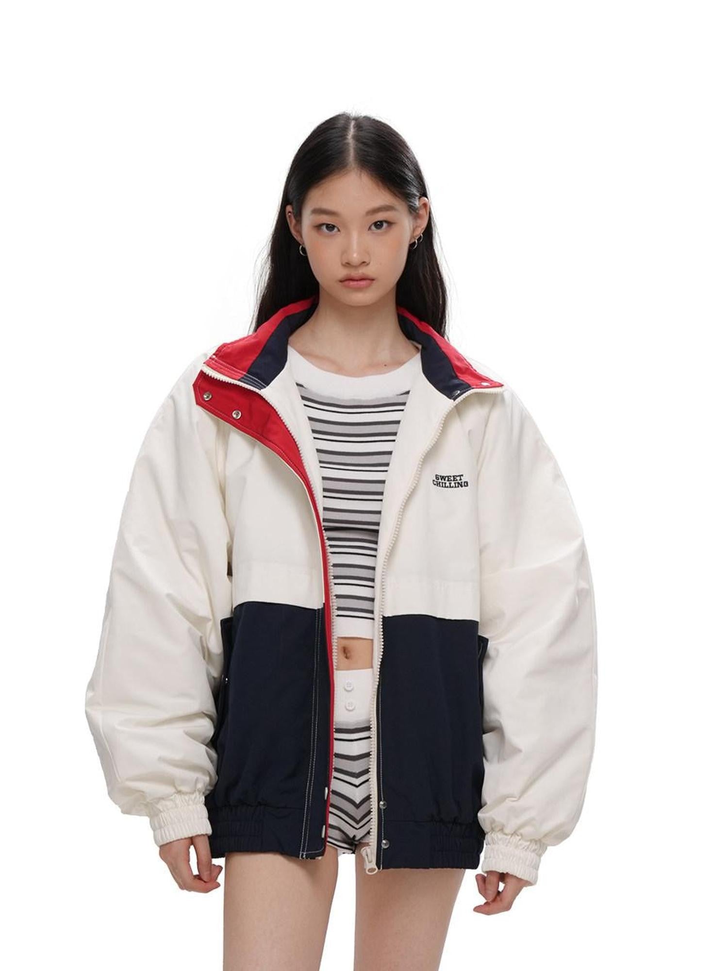 SweetChilling Quilted Sporty Street Zip Front Women&