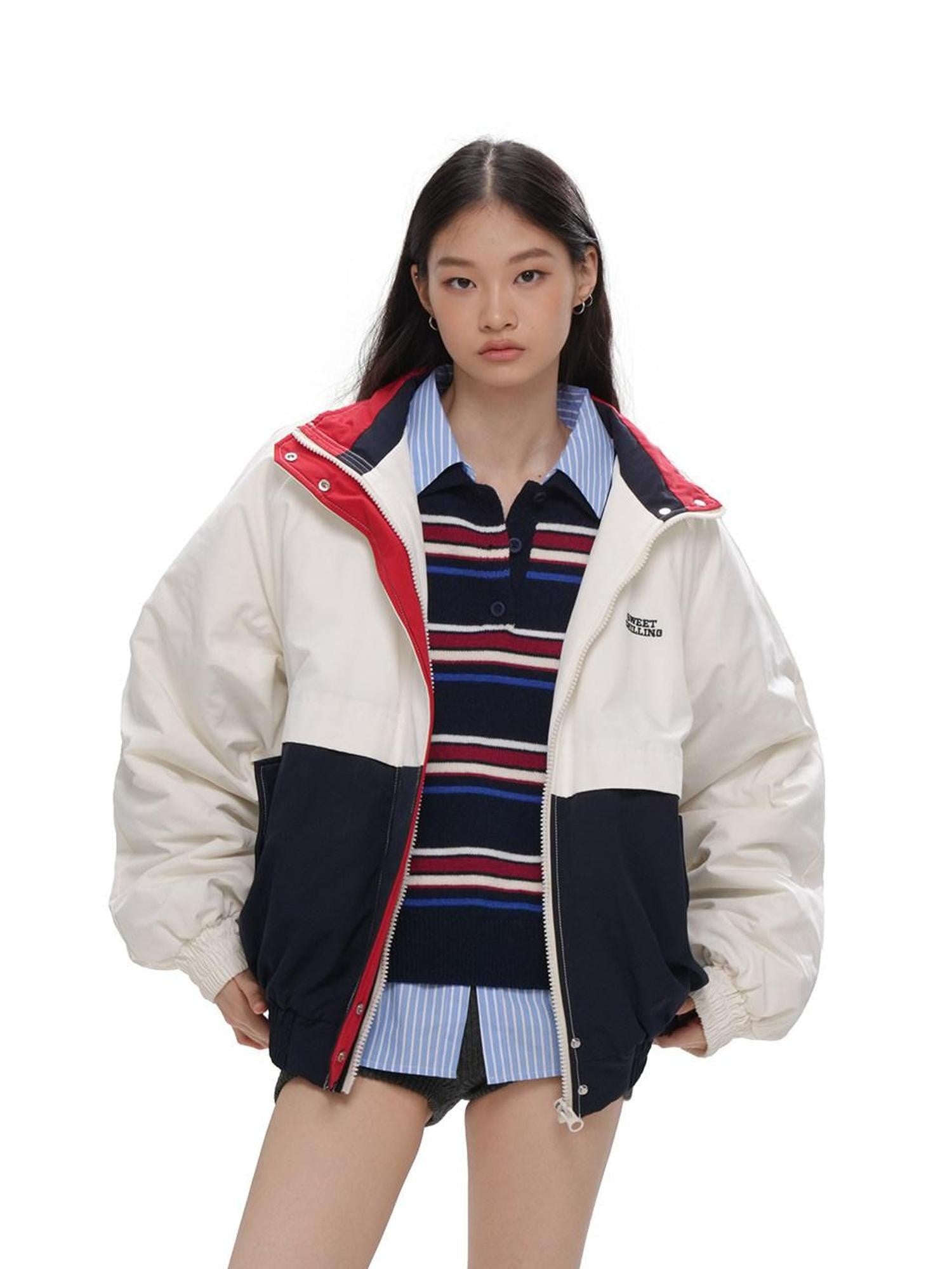 SweetChilling Quilted Sporty Street Zip Front Women&