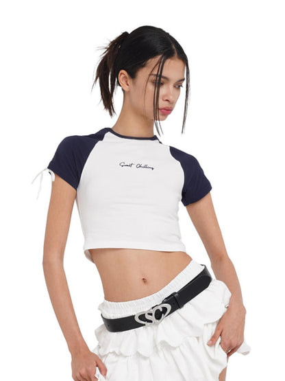 SweetChilling Raglan Adjustable Drawstring Slim Fit Cotton Women&