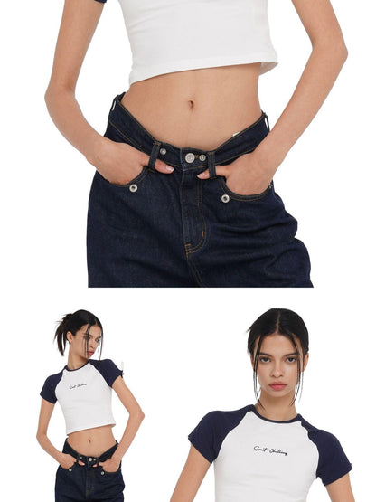 SweetChilling Raglan Adjustable Drawstring Slim Fit Cotton Women&