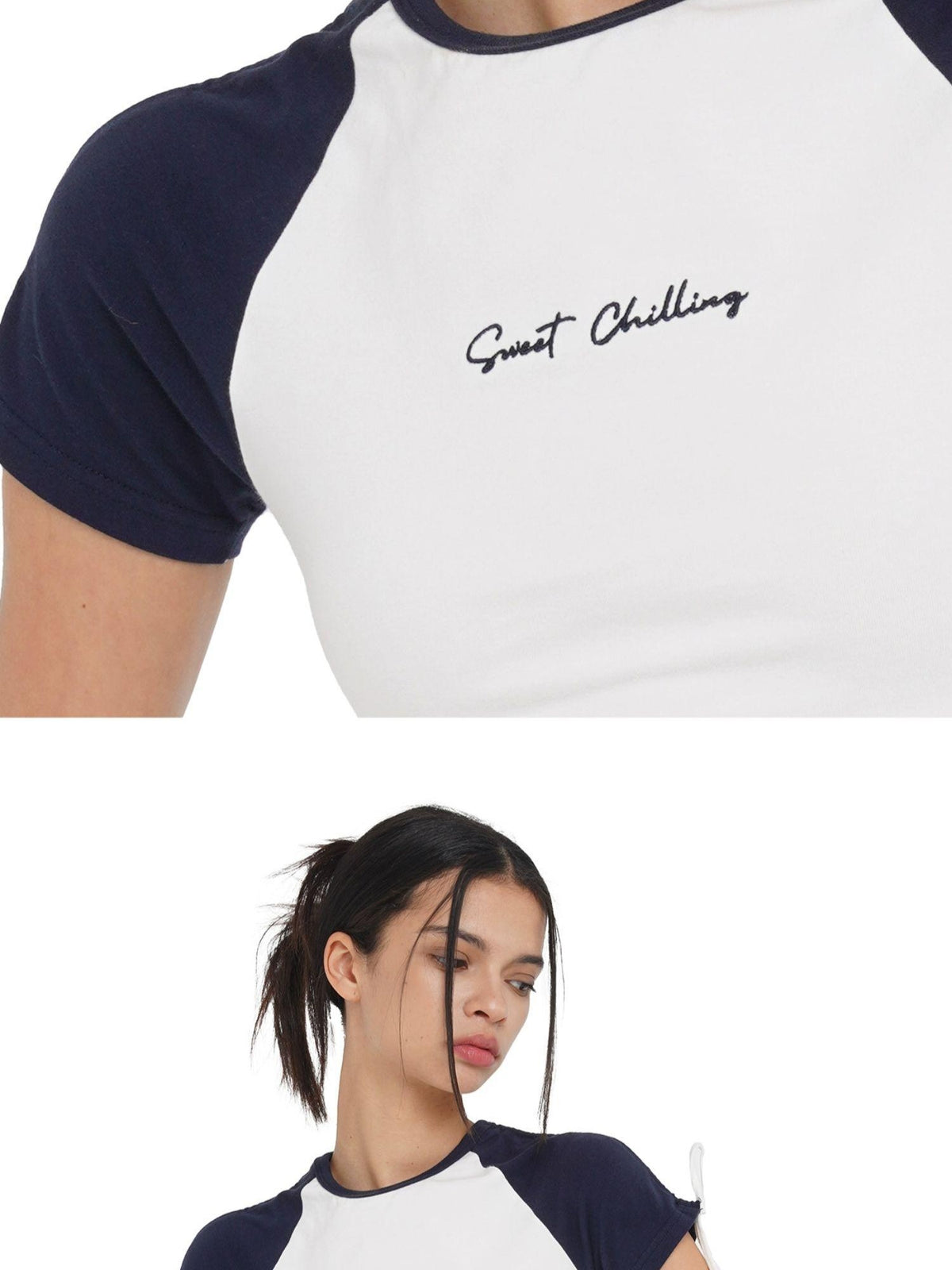 SweetChilling Raglan Adjustable Drawstring Slim Fit Cotton Women&