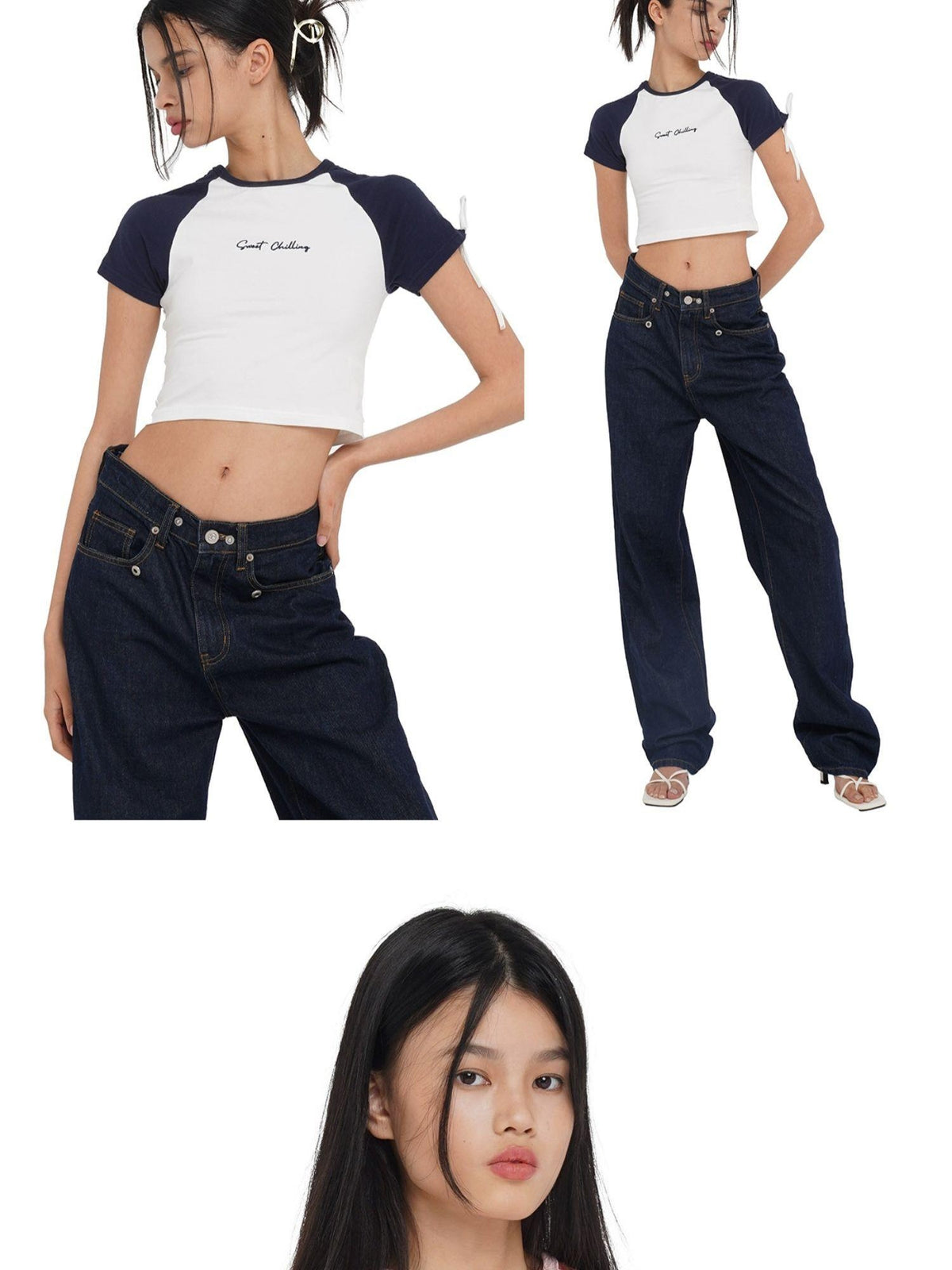 SweetChilling Raglan Adjustable Drawstring Slim Fit Cotton Women&