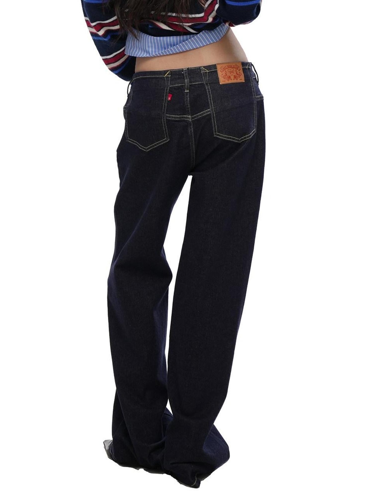 SweetChilling Raw Indigo Mid Rise Leg Lengthening Button Fly Women&