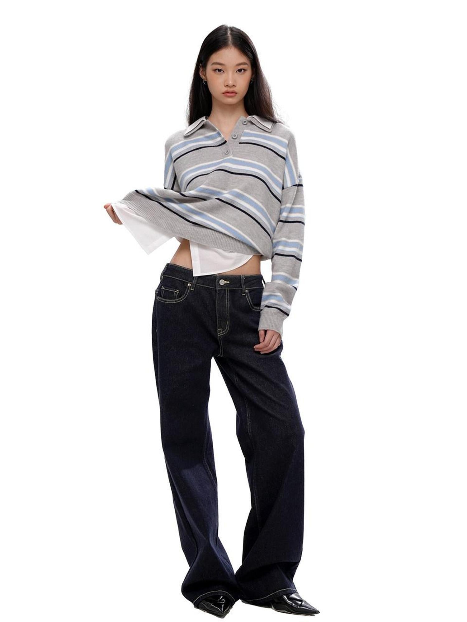 SweetChilling Raw Indigo Mid Rise Leg Lengthening Button Fly Women&