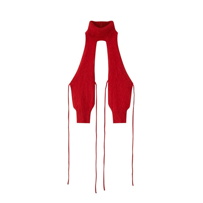SweetChilling_Red_High_Neck_Brushed_Cropped_Fitted_Women&