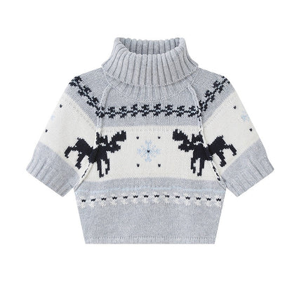 SweetChilling Reindeer High Neck Cropped Short Sleeve Women&