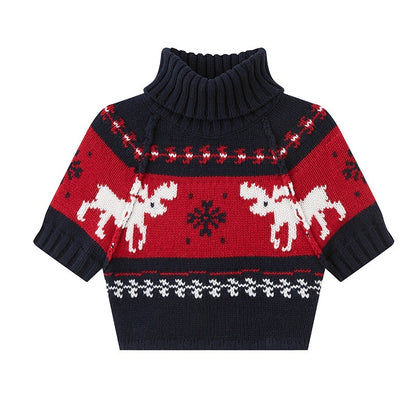 SweetChilling Reindeer High Neck Cropped Short Sleeve Women&