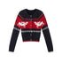 SweetChilling Reindeer Jacquard Contrast Cropped Women&