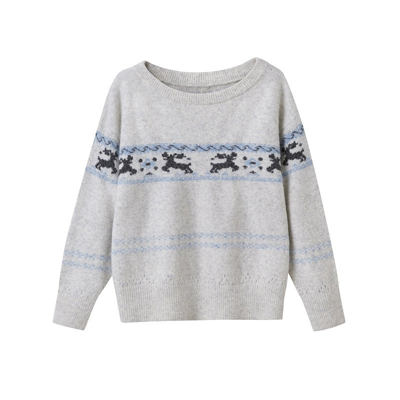 SweetChilling Reindeer Jacquard Loose Women&