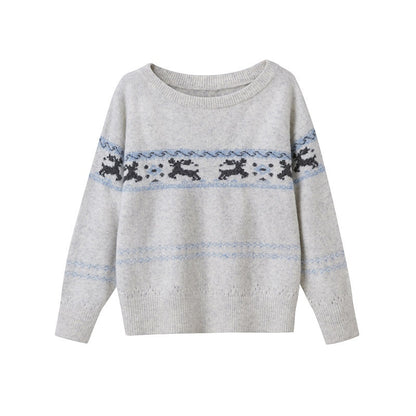SweetChilling Reindeer Jacquard Loose Women&