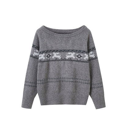 SweetChilling Reindeer Jacquard Loose Women&