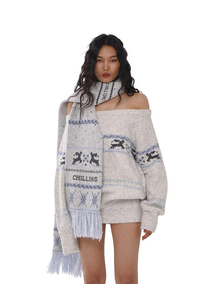 SweetChilling Reindeer Jacquard Loose Women&