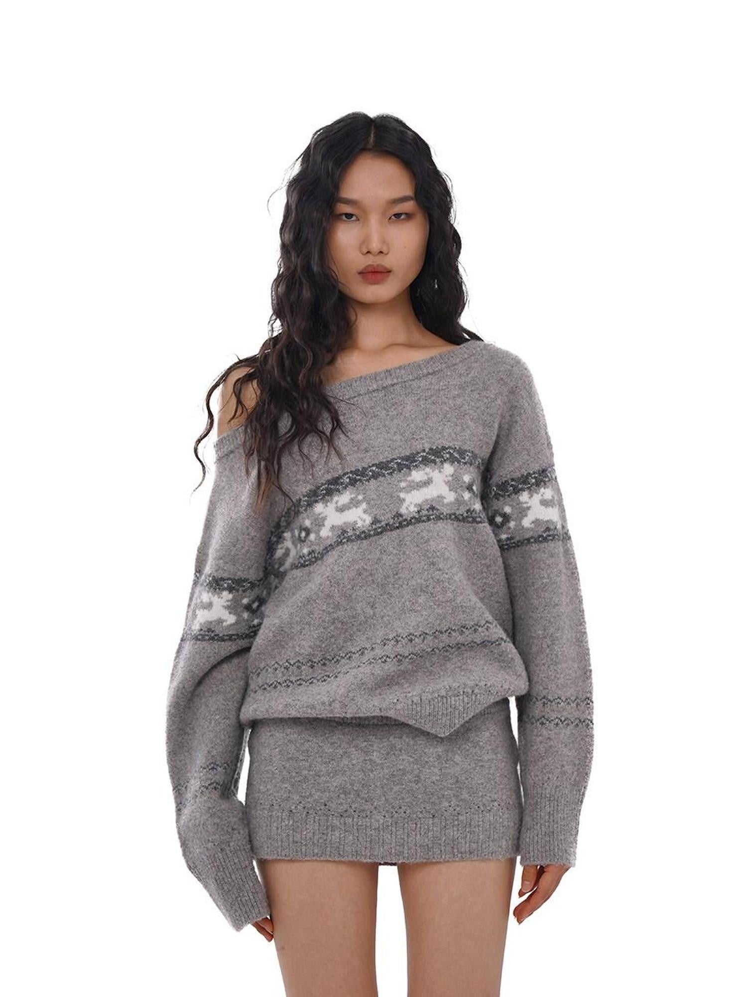 SweetChilling Reindeer Jacquard Loose Women&
