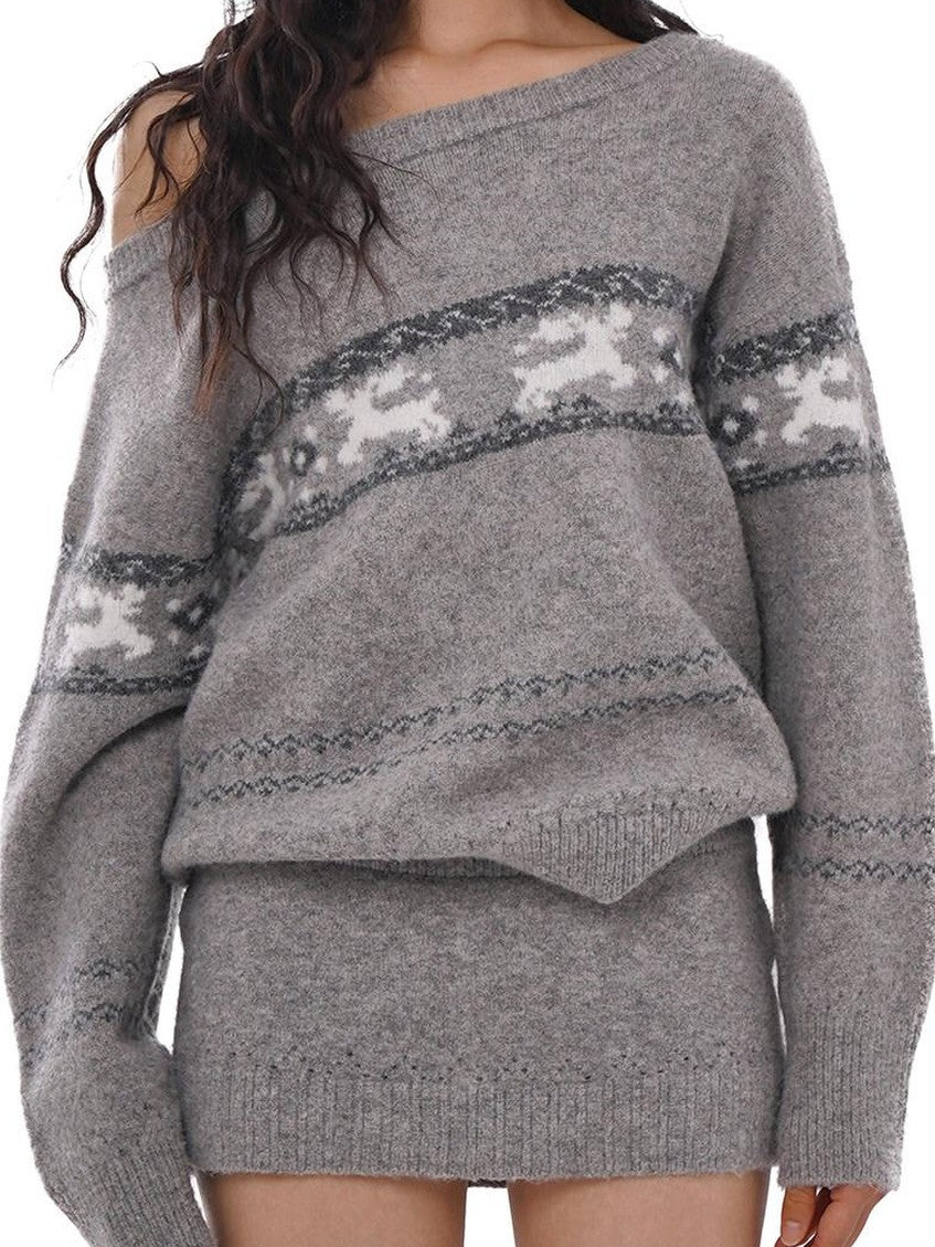 SweetChilling Reindeer Jacquard Loose Women&