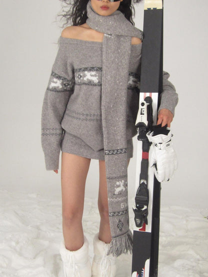 SweetChilling Reindeer Jacquard Loose Women&