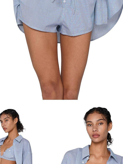 SweetChilling Resort Embroidered Boyfriend Shirt Women&