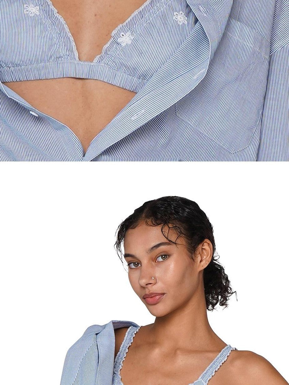 SweetChilling Resort Embroidered Boyfriend Shirt Women&